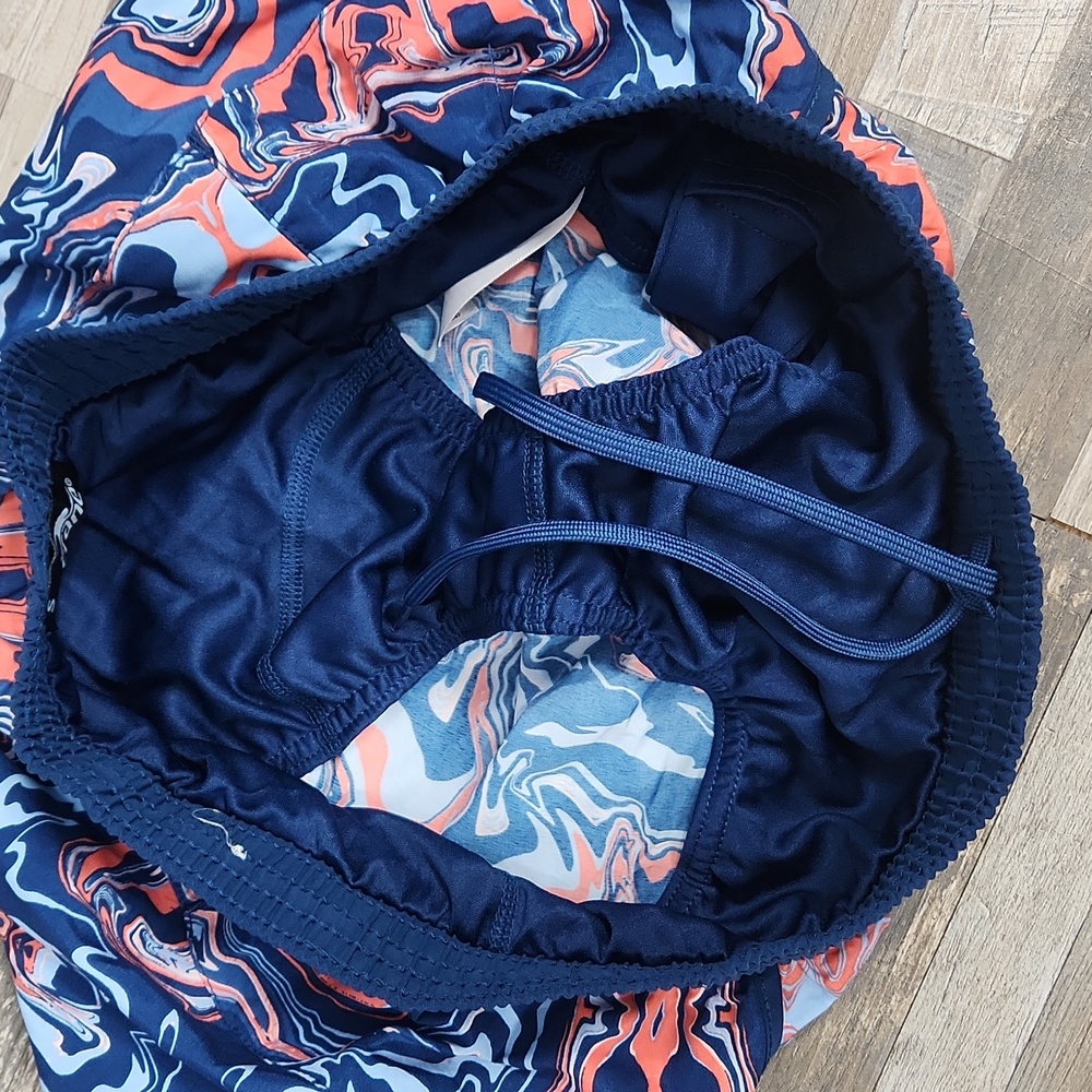 Crane Navy Blue Swirl Print Workout Shorts - Small - Mesh Insets - Picture 6 of 8